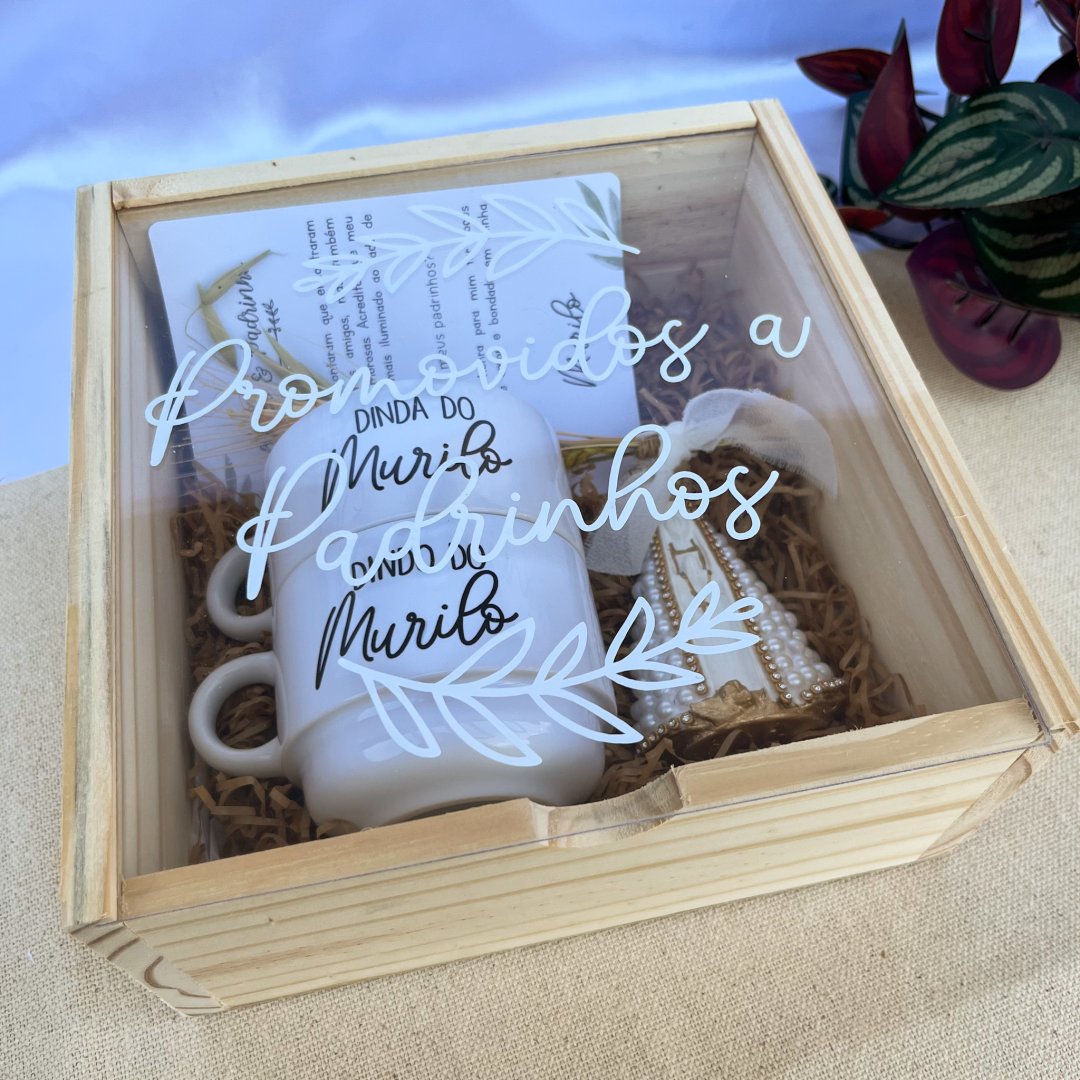 Kit Padrinhos Caixa Pinus