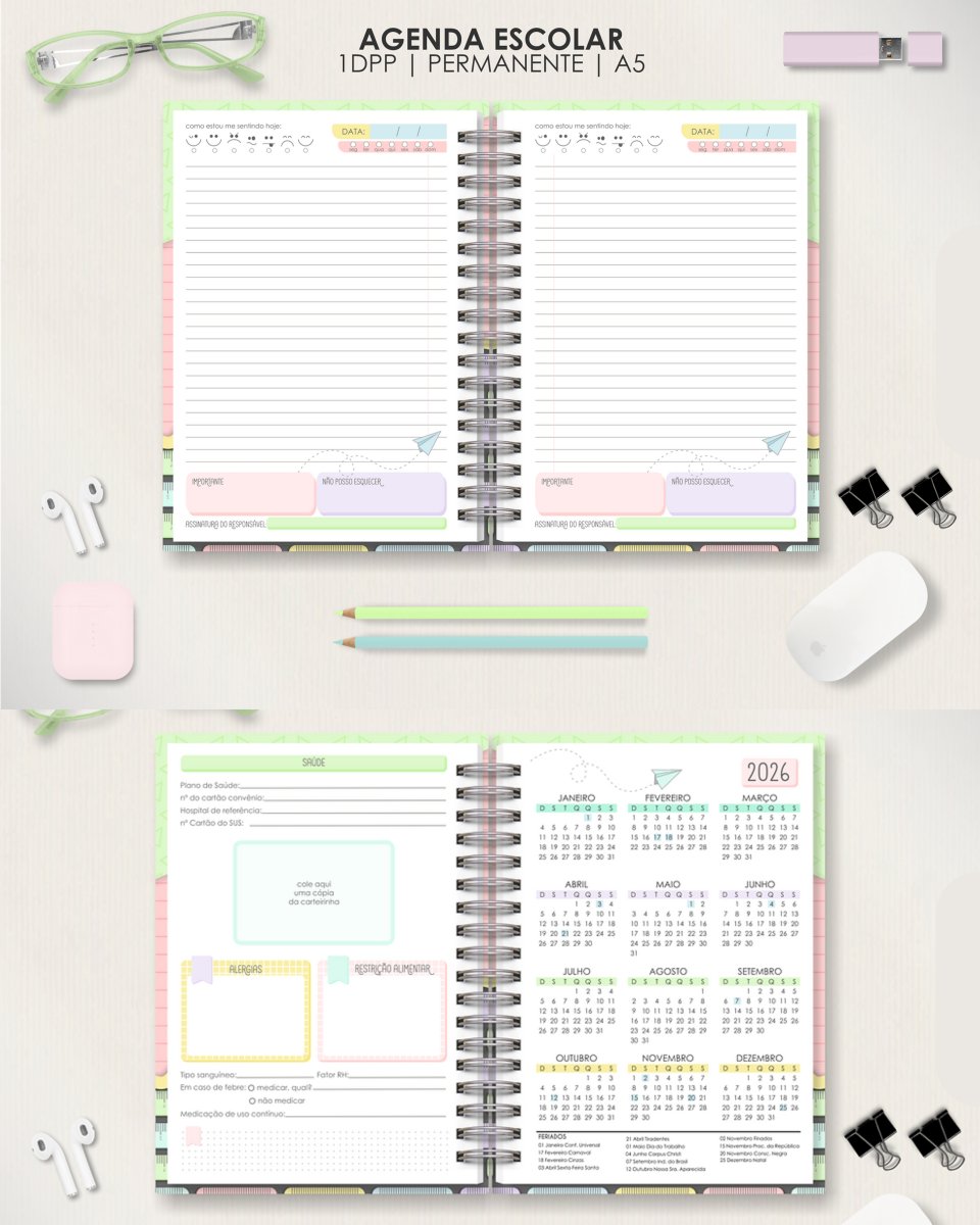 Agenda Escolar Permanente 1 Dia Por Página