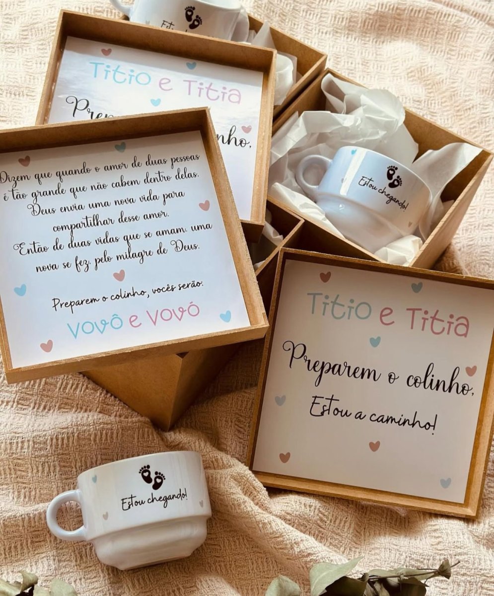 Kit Xícara na Caixa de MDF