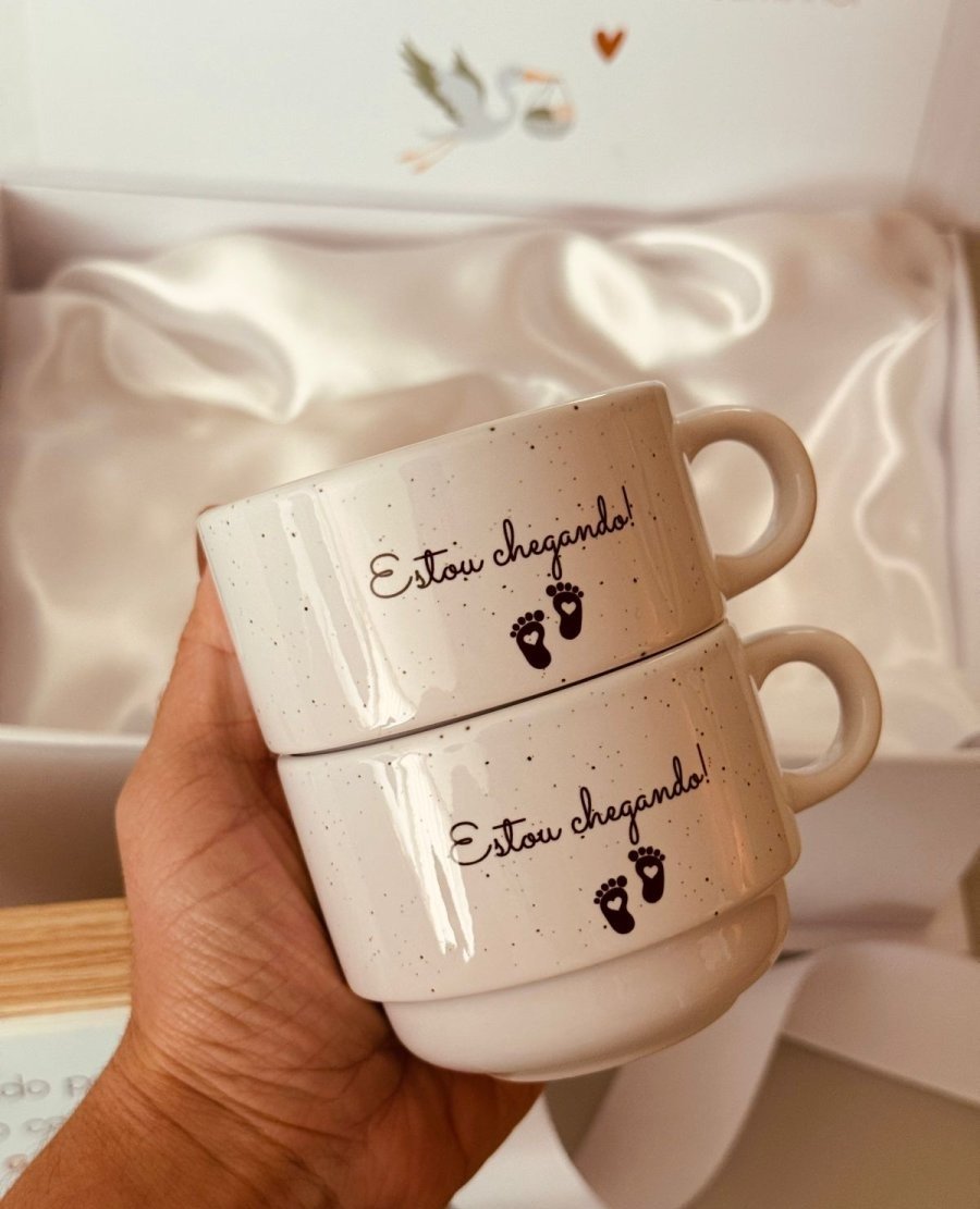 Kit Caixa Cartonada com Duas Xícaras + Porta Retrato